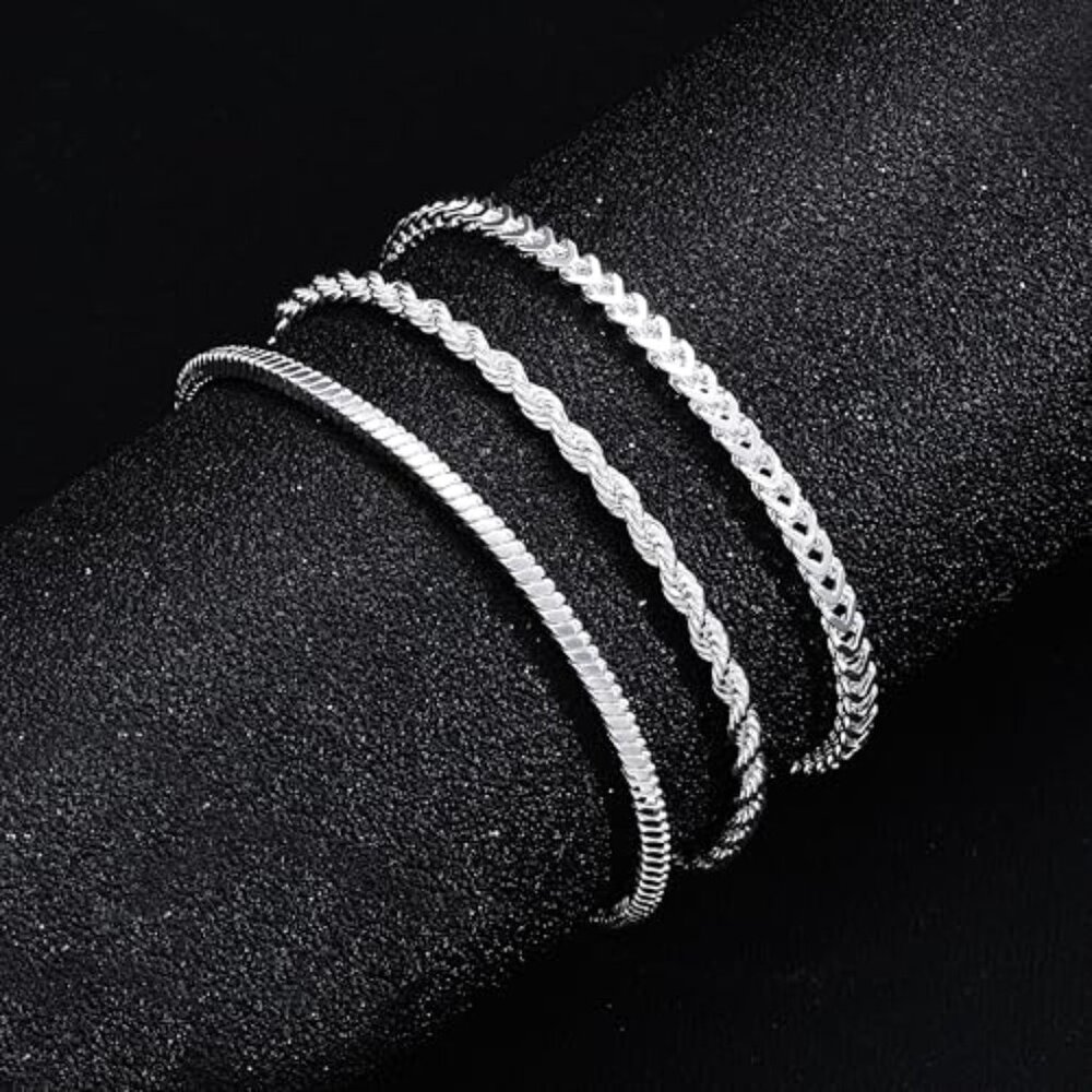 Silver Plated Stackable Bracelet Set Minimal Chic… - image 7